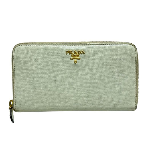 Prada Long Wallet - Ivory Round Zipper Leather