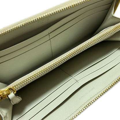 Prada Long Wallet - Ivory Round Zipper Leather