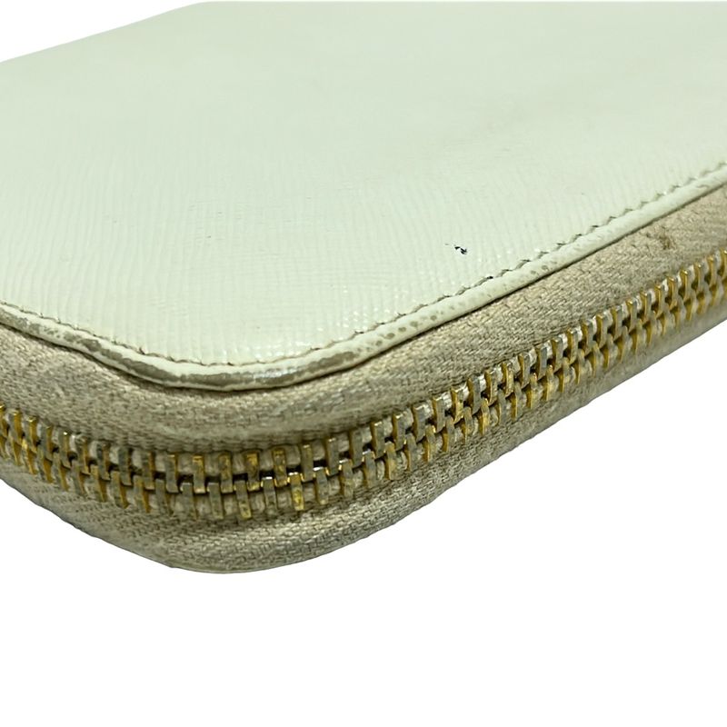 Prada Long Wallet - Ivory Round Zipper Leather