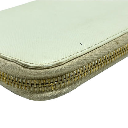 Prada Long Wallet - Ivory Round Zipper Leather