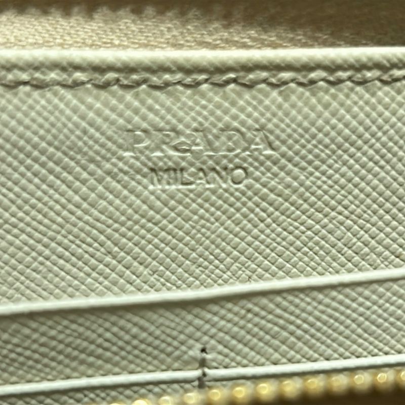 Prada Long Wallet - Ivory Round Zipper Leather