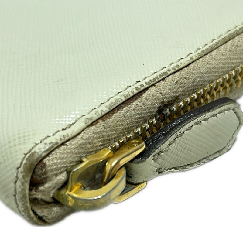Prada Long Wallet - Ivory Round Zipper Leather