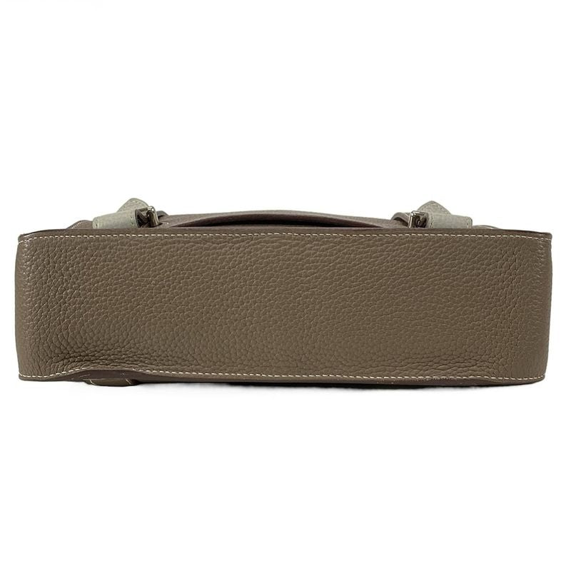 Hermes Shoulder Bag Steve Caporal 27 Taupe and Pearl Gray Silver Hardware