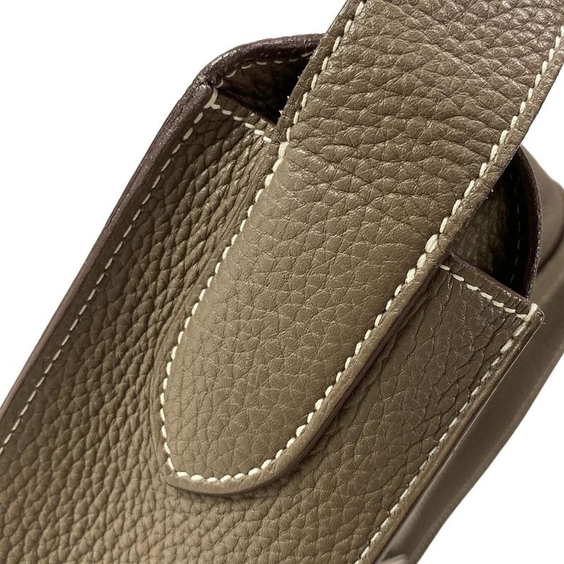 Hermes Shoulder Bag Steve Caporal 27 Taupe and Pearl Gray Silver Hardware