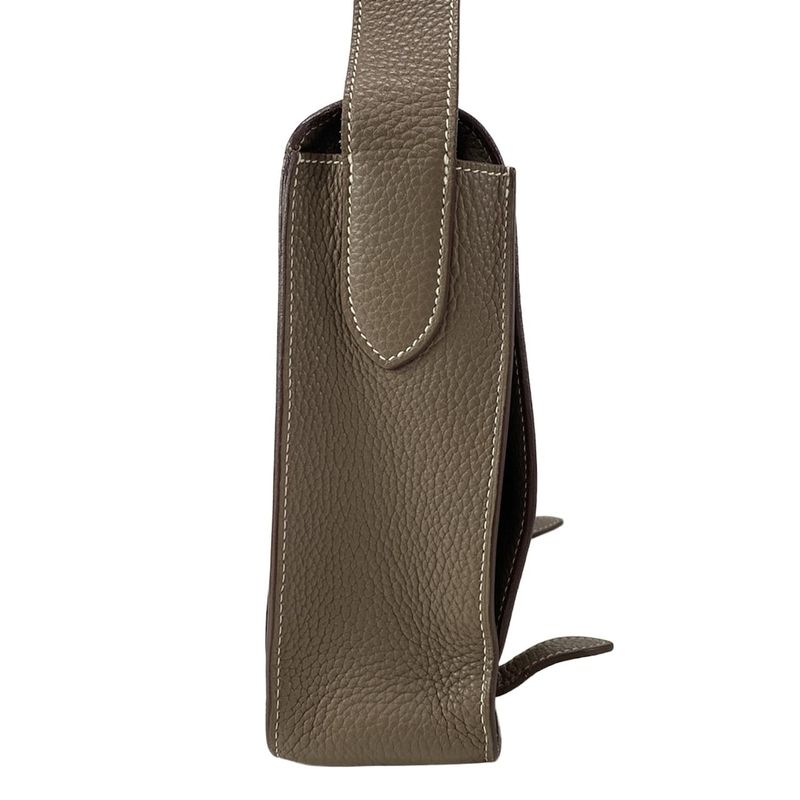 Hermes Shoulder Bag Steve Caporal 27 Taupe and Pearl Gray Silver Hardware