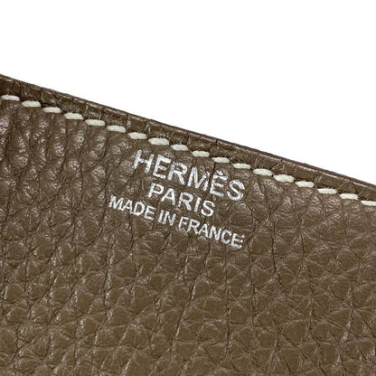 Hermes Shoulder Bag Steve Caporal 27 Taupe and Pearl Gray Silver Hardware