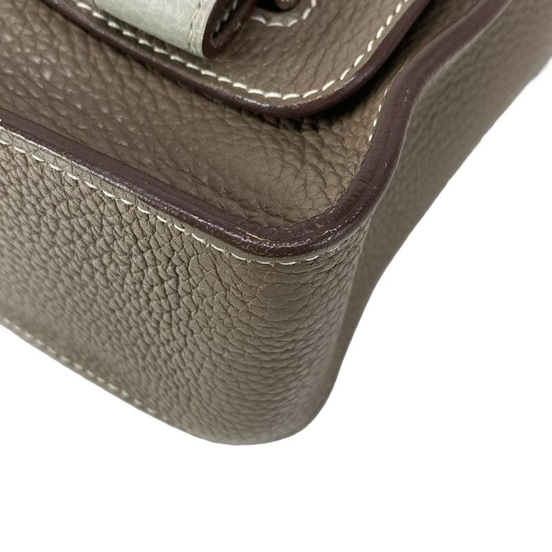 Hermes Shoulder Bag Steve Caporal 27 Taupe and Pearl Gray Silver Hardware