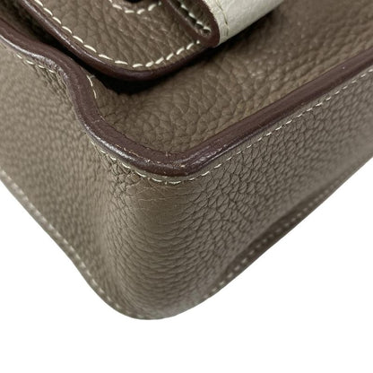 Hermes Shoulder Bag Steve Caporal 27 Taupe and Pearl Gray Silver Hardware
