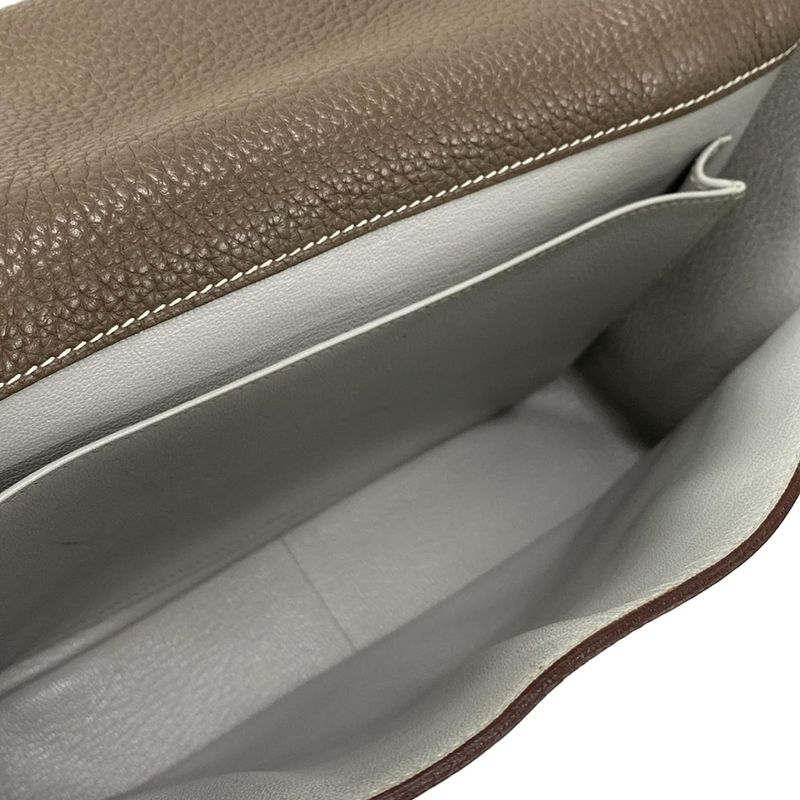 Hermes Shoulder Bag Steve Caporal 27 Taupe and Pearl Gray Silver Hardware