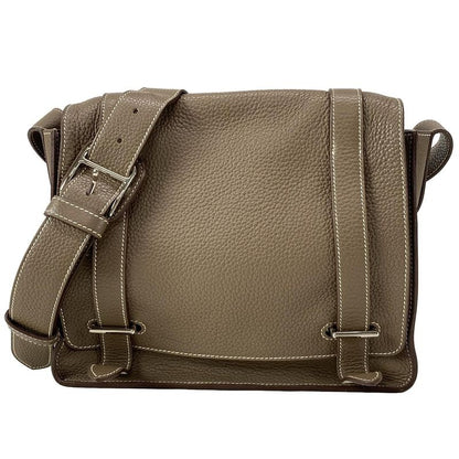 Hermes Shoulder Bag Steve Caporal 27 Taupe and Pearl Gray Silver Hardware