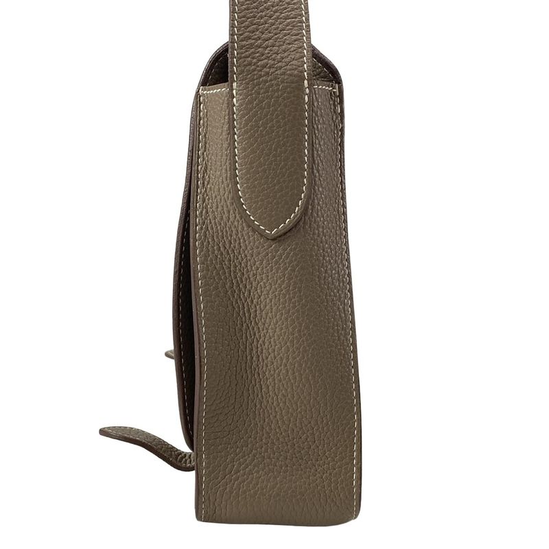 Hermes Shoulder Bag Steve Caporal 27 Taupe and Pearl Gray Silver Hardware