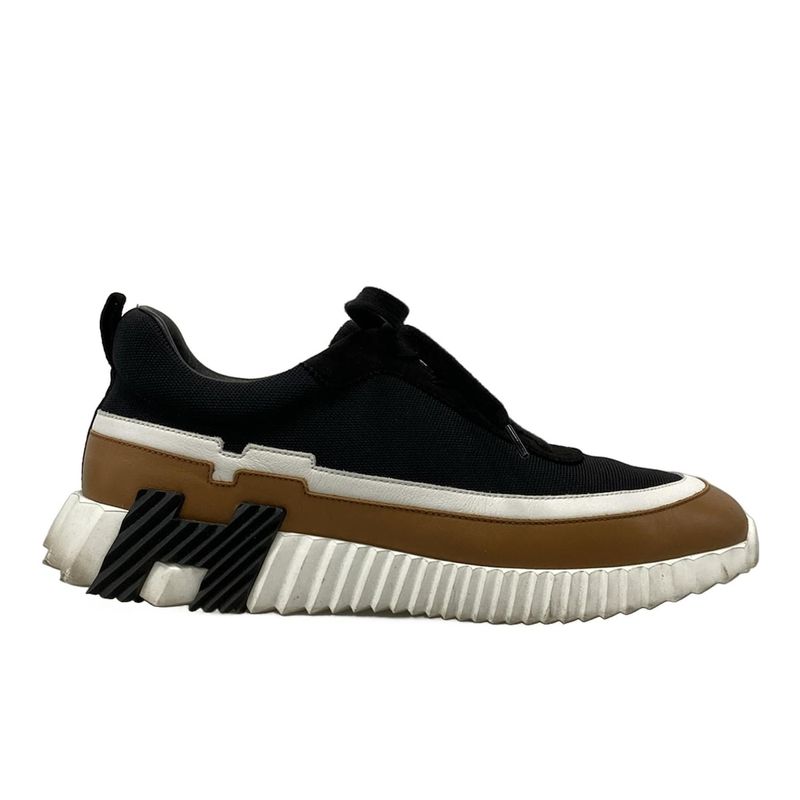 Hermes Sneakers 425 Women's Bouncing Black X White X Brown Leather