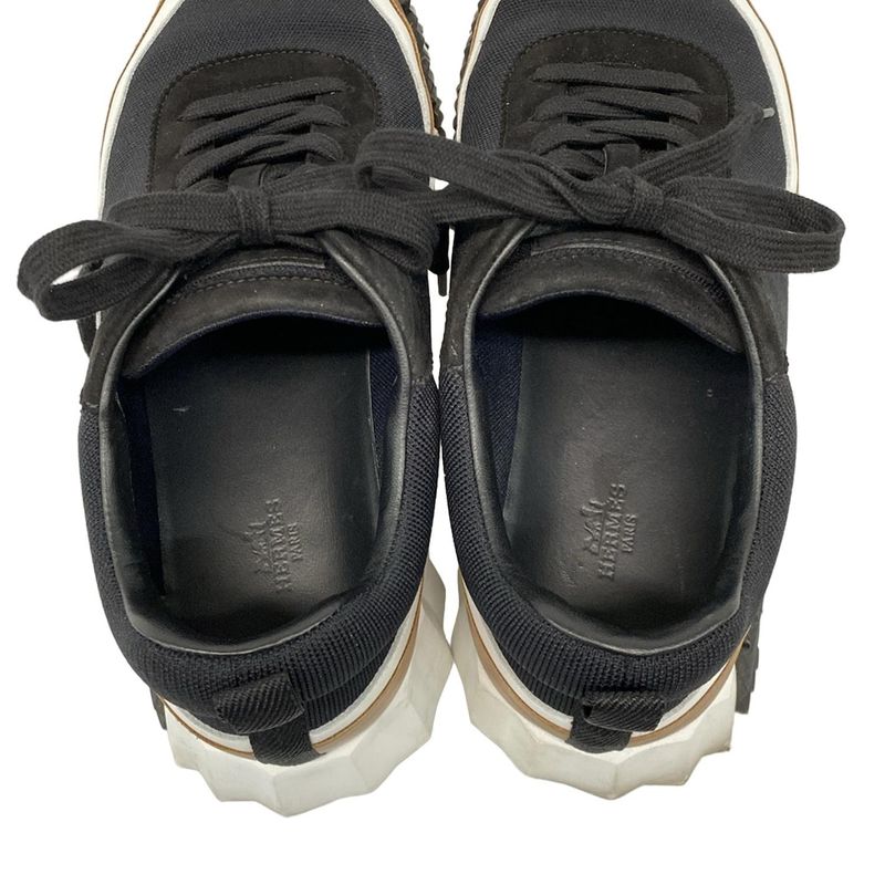Hermes Sneakers 425 Women's Bouncing Black X White X Brown Leather