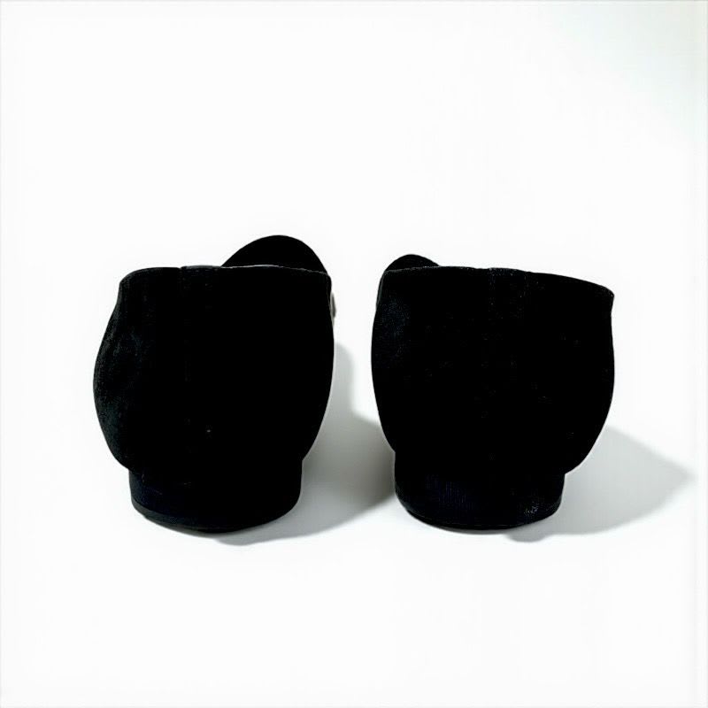 Chanel Flat Shoes Suede Fabric Black Opera Star Bijou Rhinestone