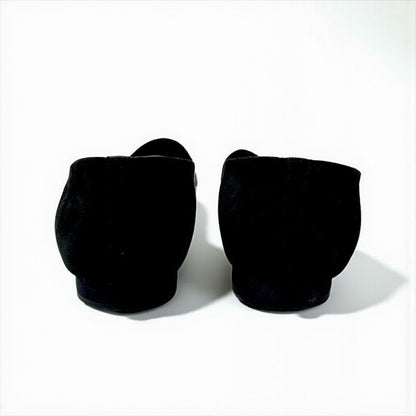 Chanel Flat Shoes Suede Fabric Black Opera Star Bijou Rhinestone