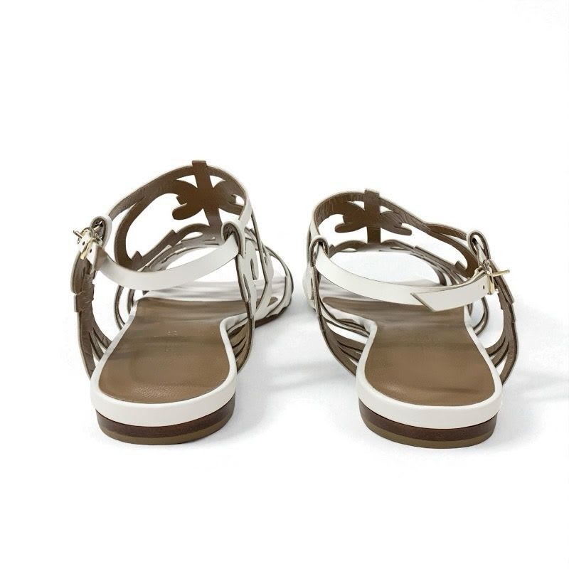 Hermes Sandals Shoes Leather White Guadalquivir Strap Flat