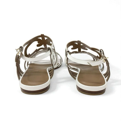 Hermes Sandals Shoes Leather White Guadalquivir Strap Flat