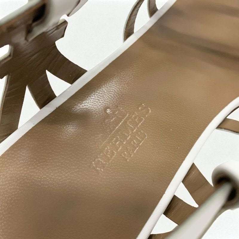Hermes Sandals Shoes Leather White Guadalquivir Strap Flat