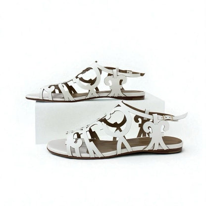 Hermes Sandals Shoes Leather White Guadalquivir Strap Flat