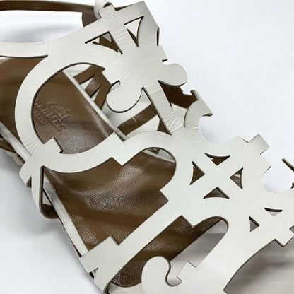 Hermes Sandals Shoes Leather White Guadalquivir Strap Flat