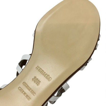Hermes Sandals Shoes Leather White Guadalquivir Strap Flat