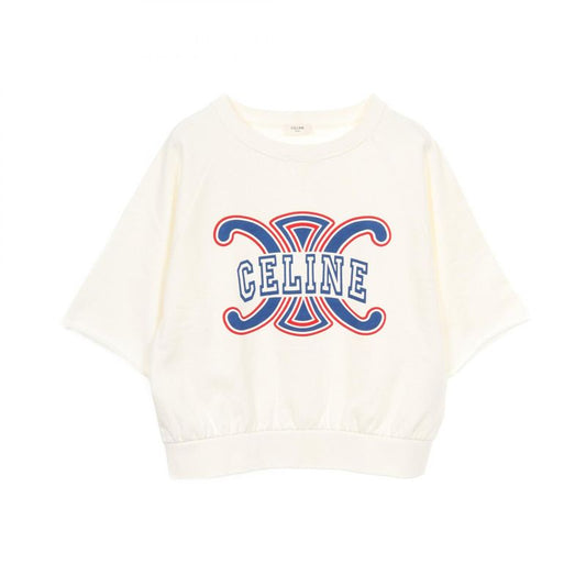 Celine Sweatshirt Triomphe 2y58a670q White Cotton Triomphe Print Sweatshirt