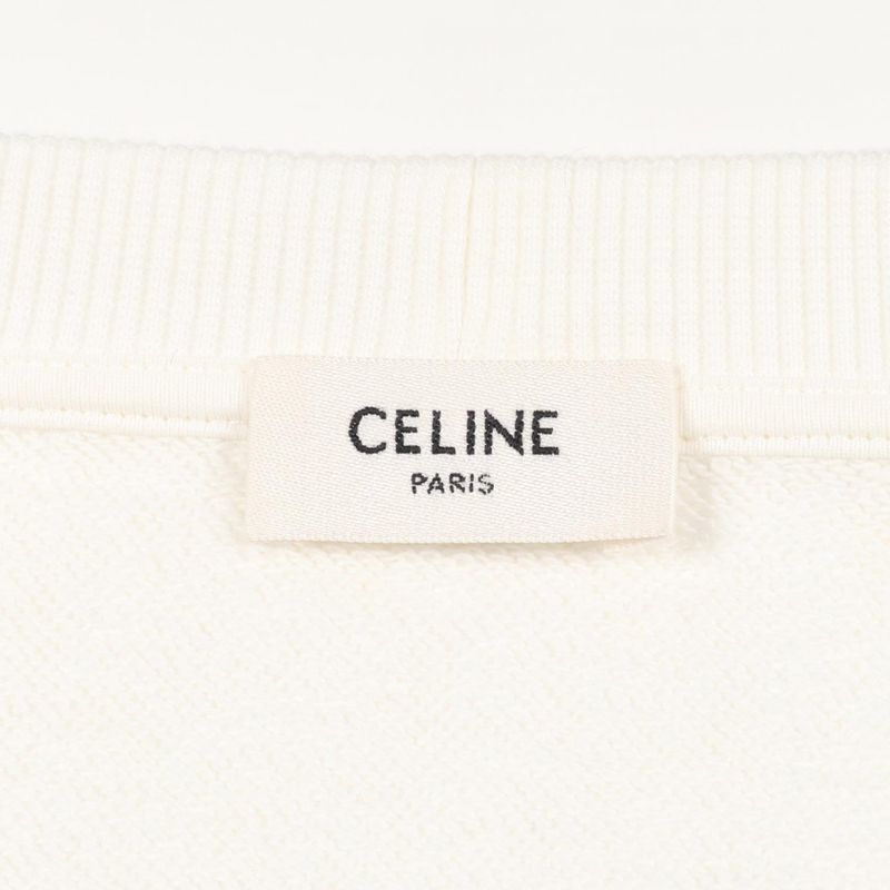 Celine Sweatshirt Triomphe 2y58a670q White Cotton Triomphe Print Sweatshirt