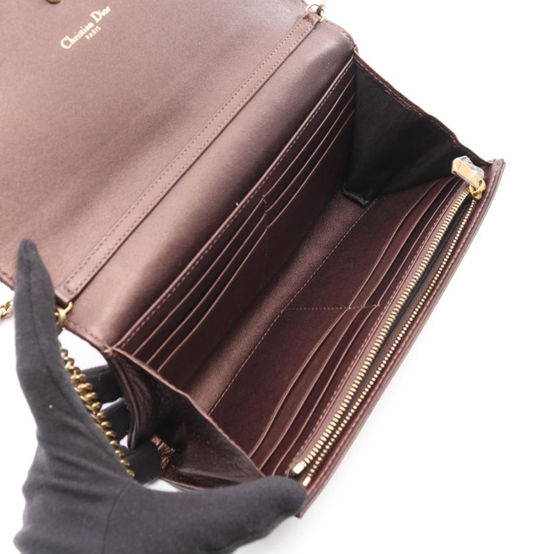 Christian Dior Shoulder Bag Dior Ama Brown Leather Dior Ama Chain Wallet Women