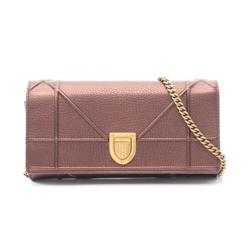 Christian Dior Shoulder Bag Dior Ama Brown Leather Dior Ama Chain Wallet Women