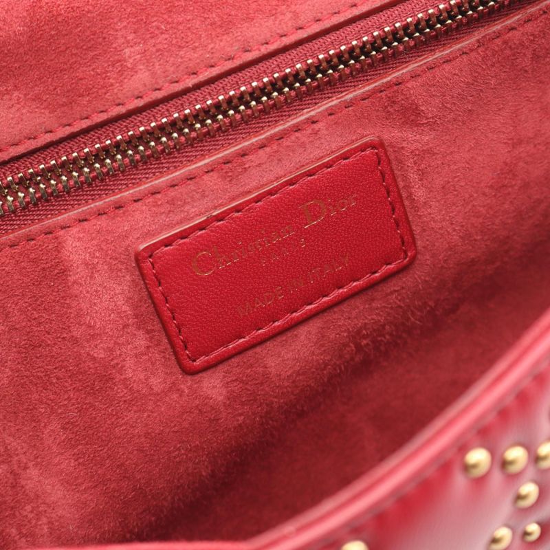 Christian Dior Shoulder Bag Addict Red Leather Addict Studded Chain Shoulder