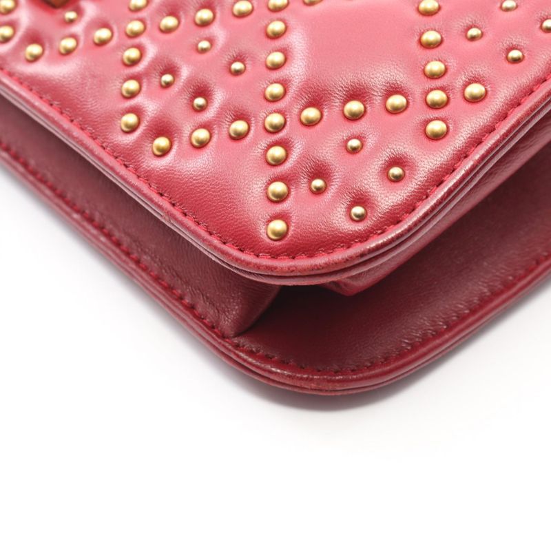 Christian Dior Shoulder Bag Addict Red Leather Addict Studded Chain Shoulder