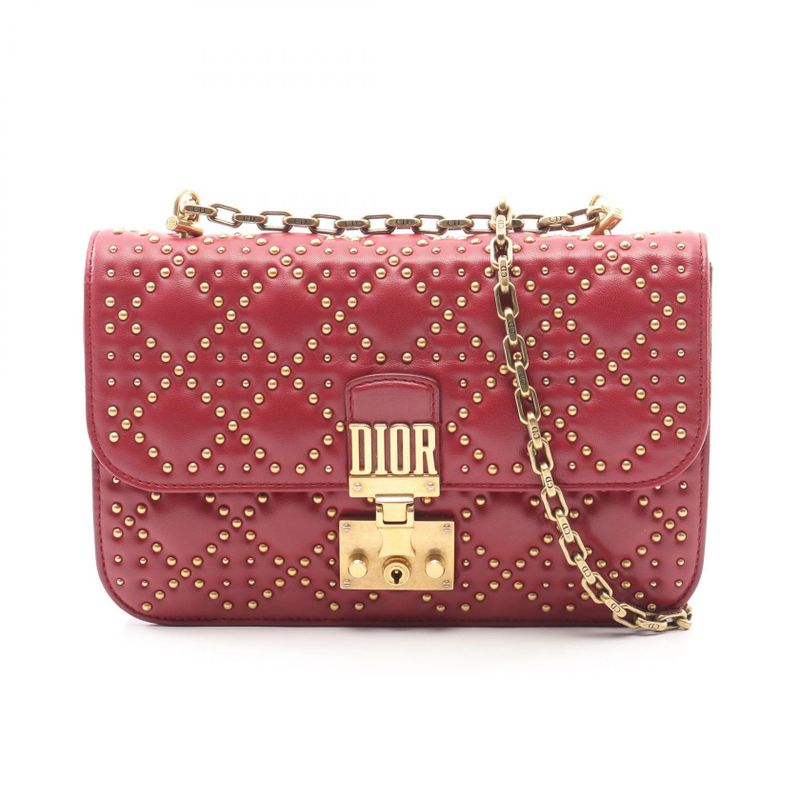 Christian Dior Shoulder Bag Addict Red Leather Addict Studded Chain Shoulder