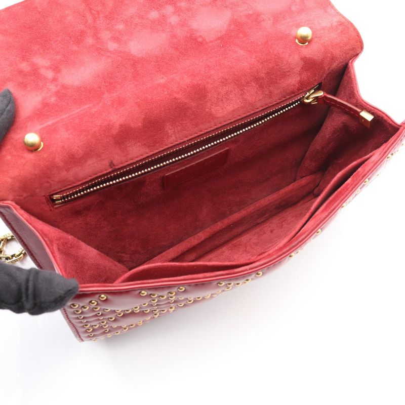 Christian Dior Shoulder Bag Addict Red Leather Addict Studded Chain Shoulder