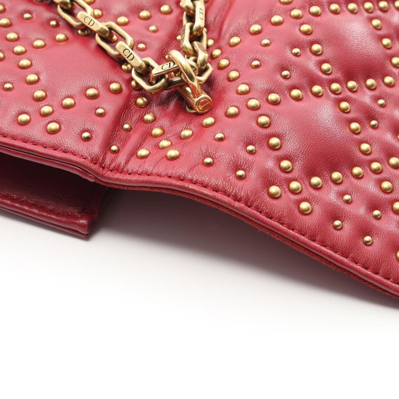 Christian Dior Shoulder Bag Addict Red Leather Addict Studded Chain Shoulder