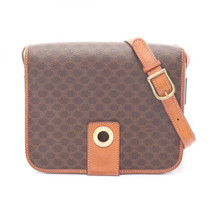 Celine Shoulder Bag Macadam Brown PVC Coated Canvas Leather Macadam Shoulder