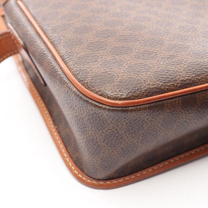 Celine Shoulder Bag Macadam Brown PVC Coated Canvas Leather Macadam Shoulder