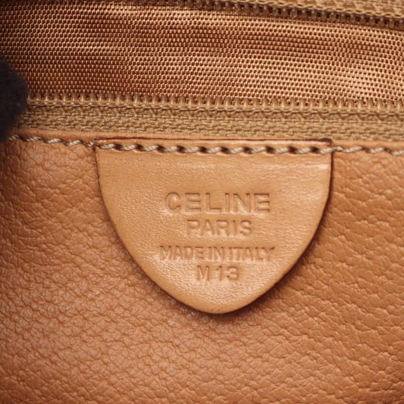 Celine Shoulder Bag Macadam Brown PVC Coated Canvas Leather Macadam Shoulder