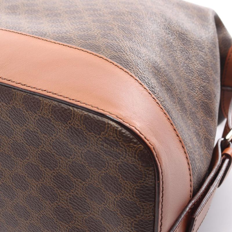 Celine Handbag Macadam Brown PVC Coated Canvas Leather Macadam Handbag Women