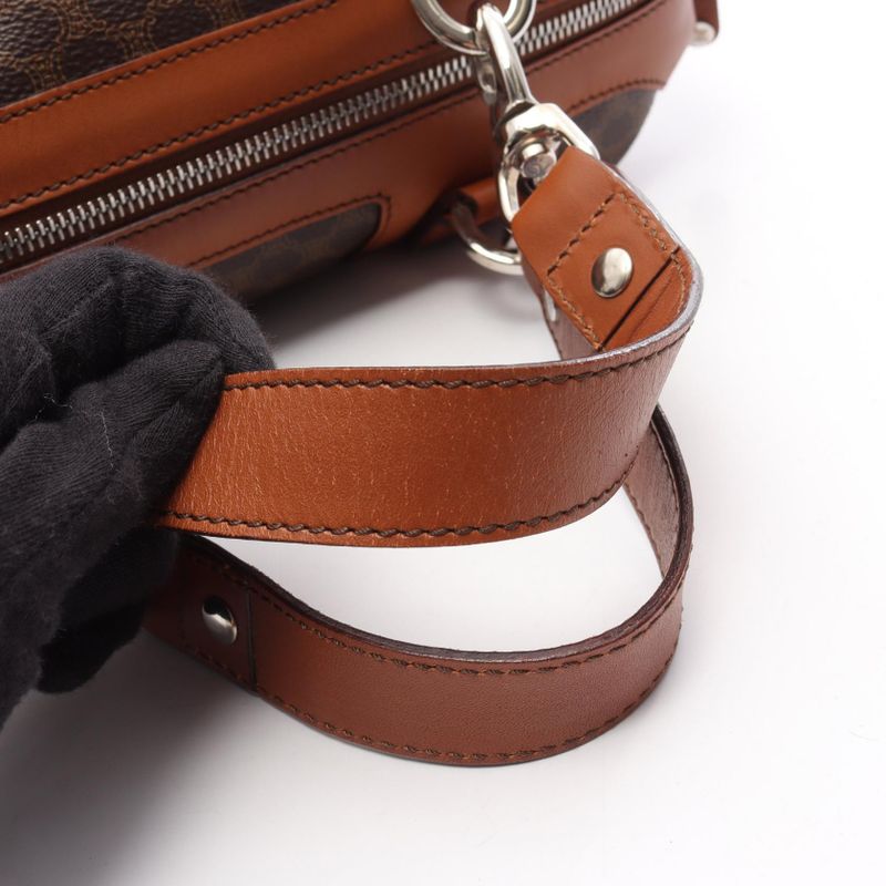 Celine Handbag Macadam Brown PVC Coated Canvas Leather Macadam Handbag Women