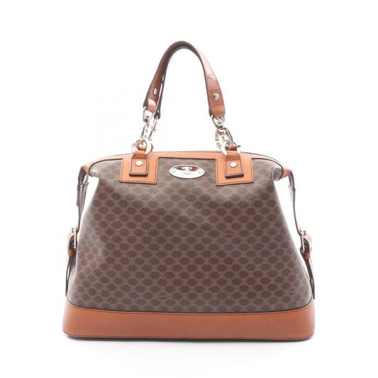 Celine Handbag Macadam Brown PVC Coated Canvas Leather Macadam Handbag Women