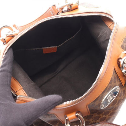 Celine Handbag Macadam Brown PVC Coated Canvas Leather Macadam Handbag Women