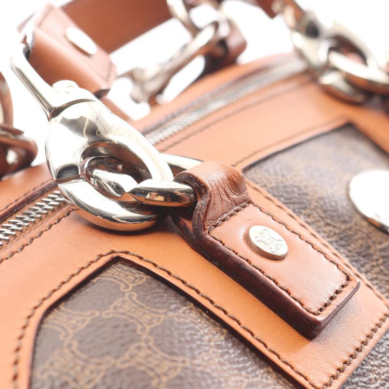 Celine Handbag Macadam Brown PVC Coated Canvas Leather Macadam Handbag Women