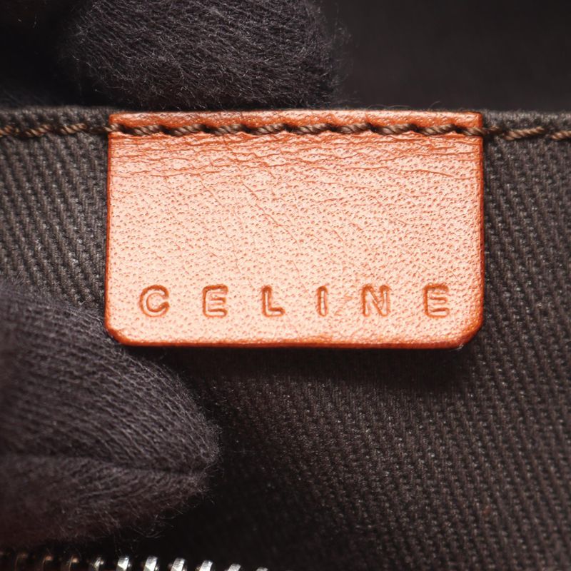 Celine Handbag Macadam Brown PVC Coated Canvas Leather Macadam Handbag Women