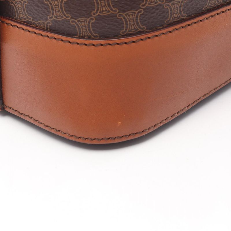 Celine Handbag Macadam Brown PVC Coated Canvas Leather Macadam Handbag Women