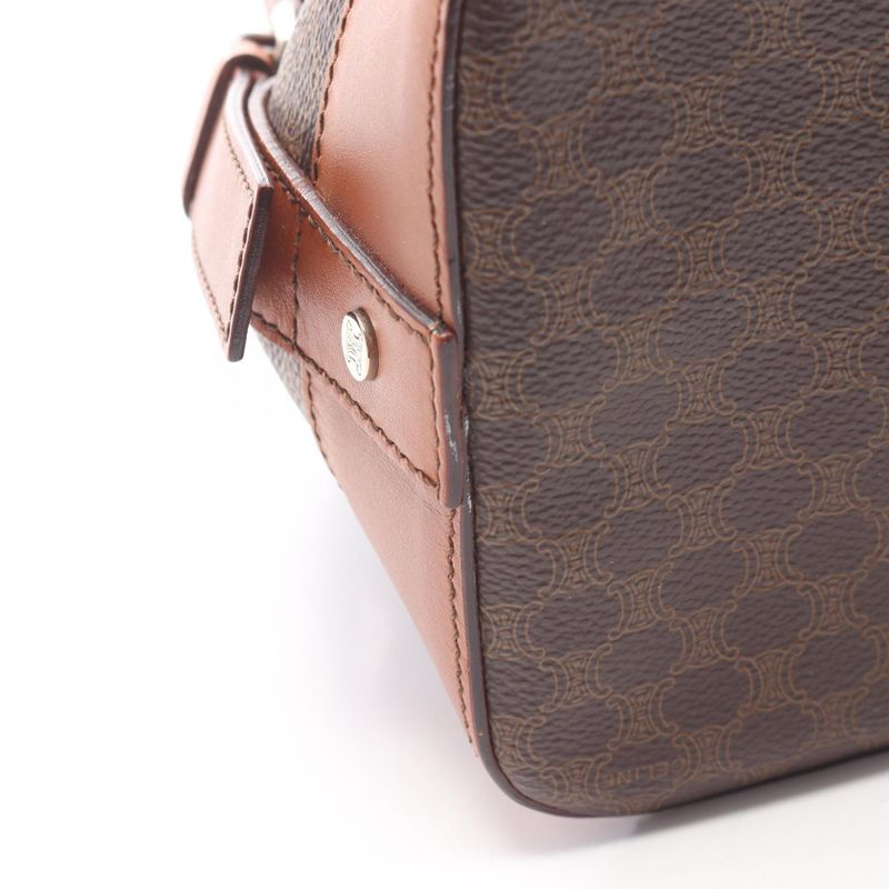 Celine Handbag Macadam Brown PVC Coated Canvas Leather Macadam Handbag Women