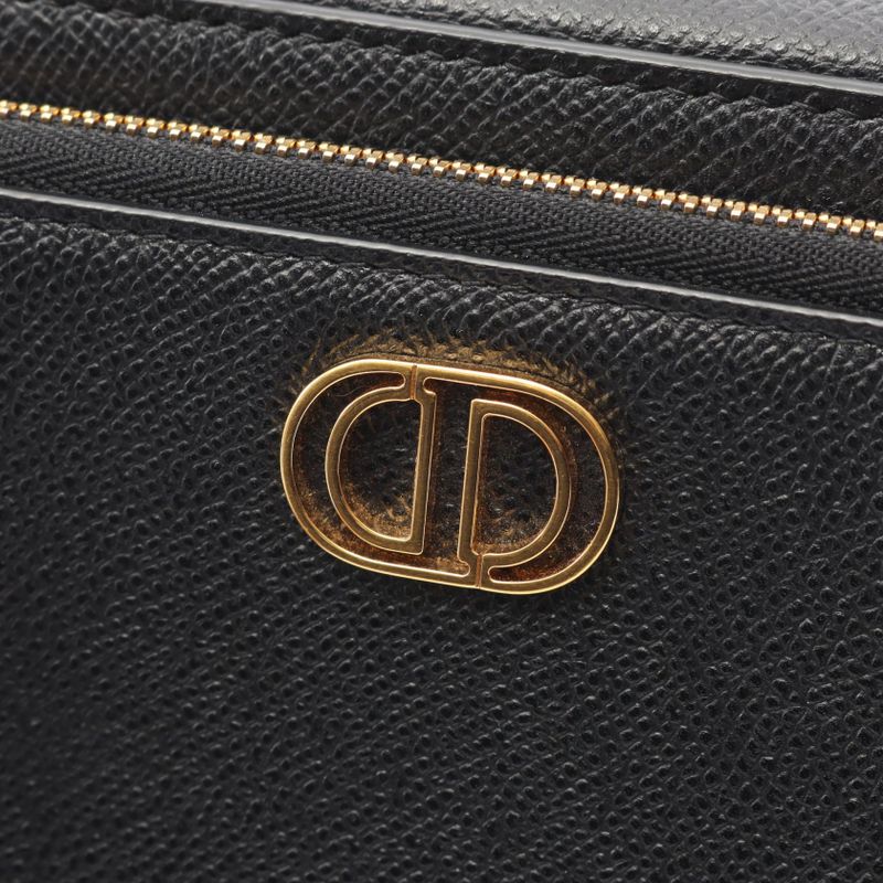 Christian Dior Shoulder Bag Caro Double Pouch S7431ubae Black Leather Caro