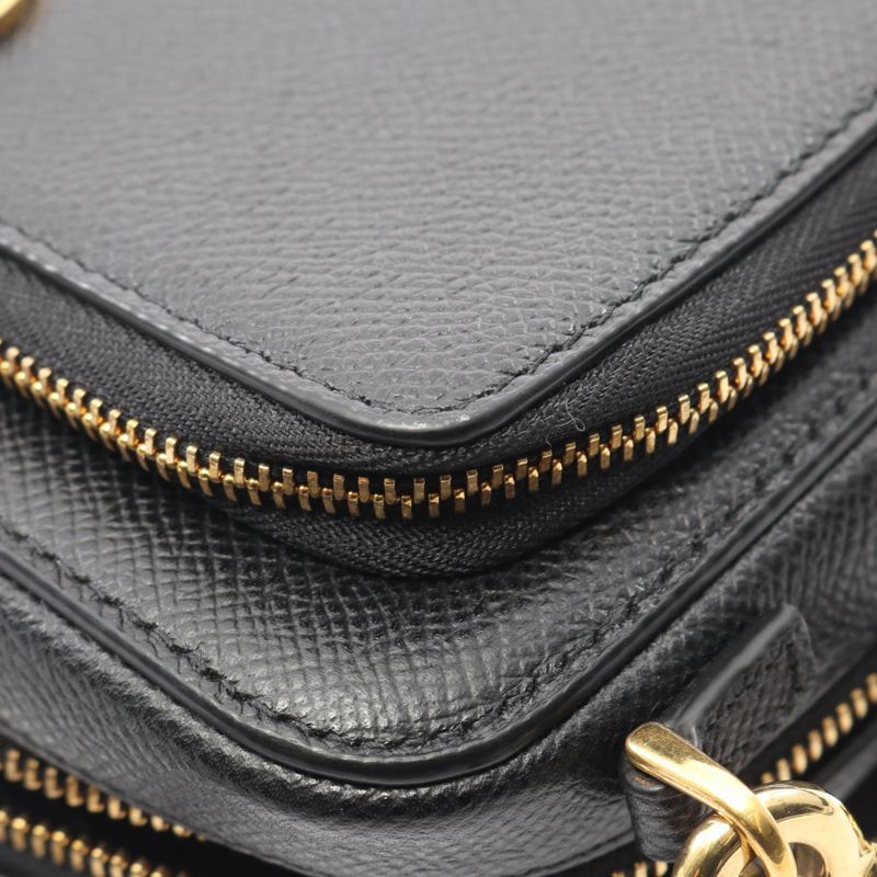 Christian Dior Shoulder Bag Caro Double Pouch S7431ubae Black Leather Caro