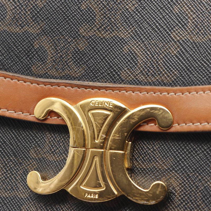 Celine Shoulder Bag Classic Triomphe 191242 Brown PVC Coated Canvas Leather