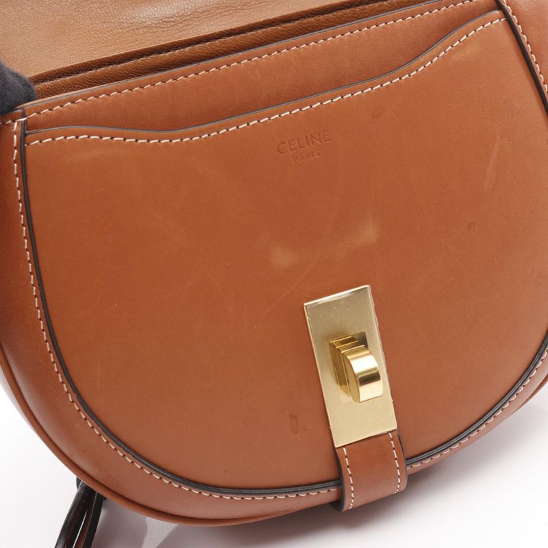Celine Shoulder Bag Small Buzas 16 Caisse 188013 Brown Leather Small Buzas 16