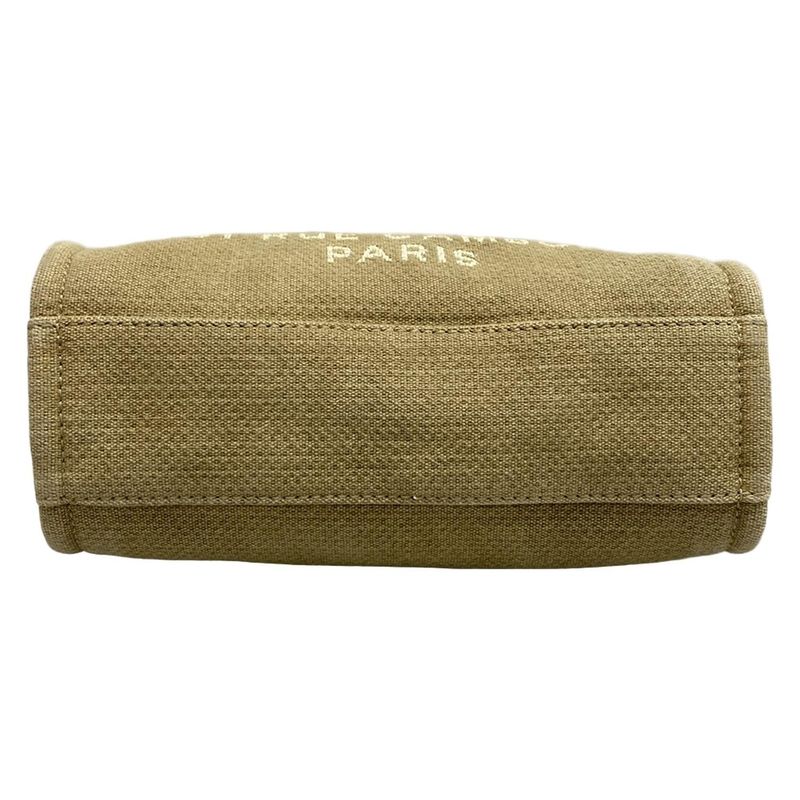 Chanel Tote Bag Deauville Line PM Beige and Black Chain Shoulder Silver